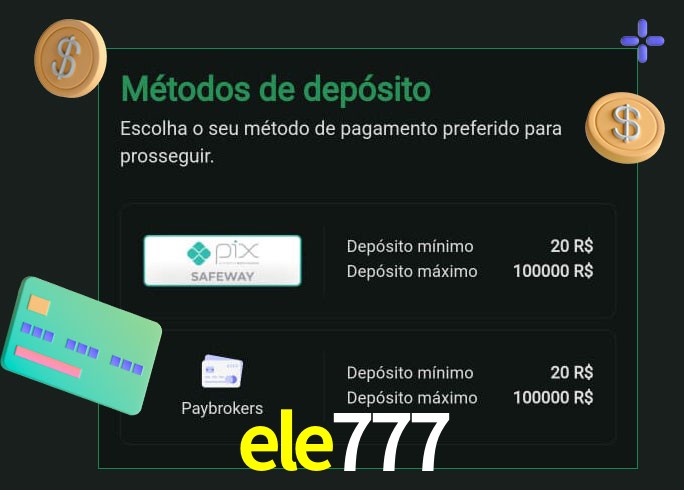 O cassino ele777 oferece uma grande variedade de métodos de pagamento